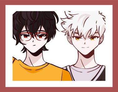 Portre anime erkek çizgi roman tasarımı