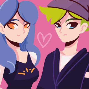 Anime çifti aşık, tasarım