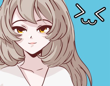 Güzel anime kadın, düz stil.