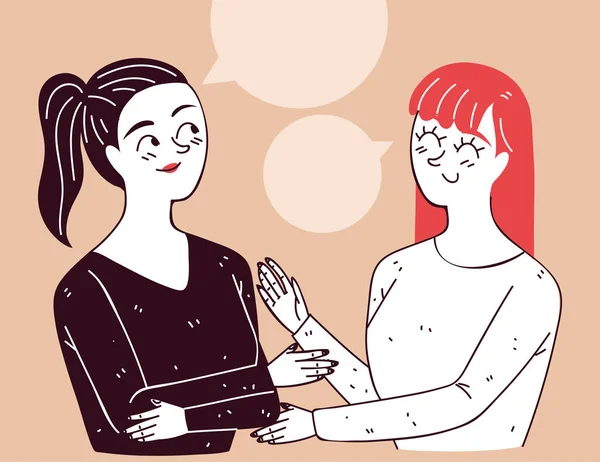 Lesbian Couple Line Art Drawing Style — Διανυσματικό Αρχείο