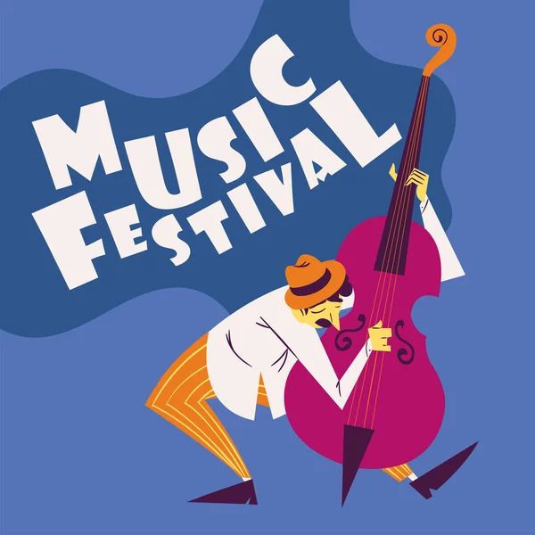 Affiche Festival Musique Musicien Avec Design Pour Violoncelle — Image vectorielle