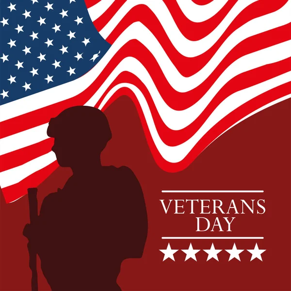 Veterans Day Honoring All Who Served Poster Design — Stock Vector