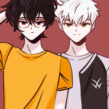 two anime men, design vector