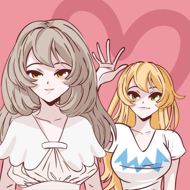 cute anime girls, design vector