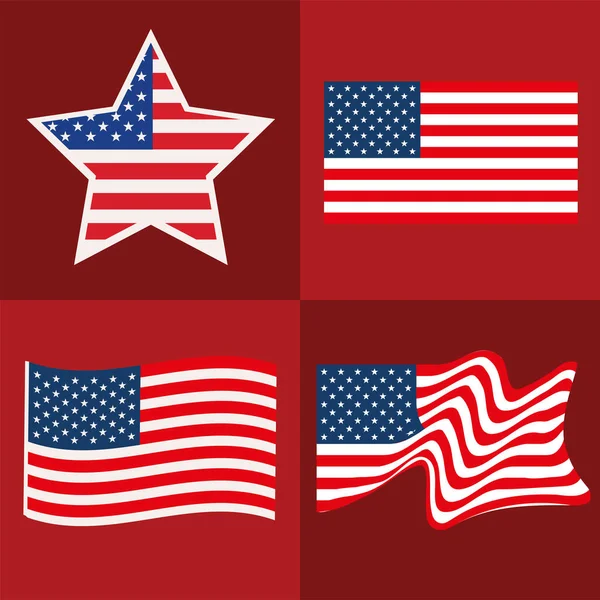Set Flag United States America Design — Stock Vector