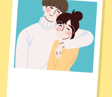 Koreli çiftle fotoğraf, vektör biçimi