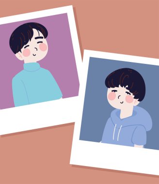 Koreli çocuklarla fotoğraf, vektör biçimi