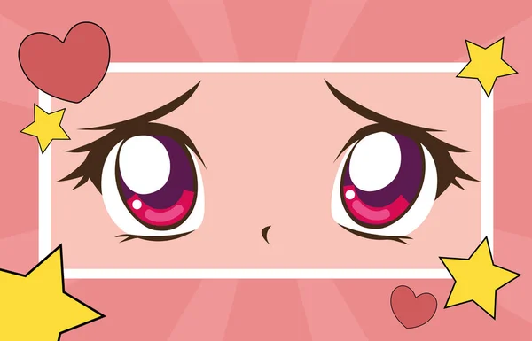 Anime Olhos Closeup Quadro —  Vetores de Stock
