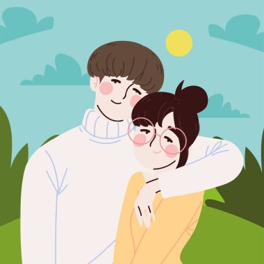 Parktaki sevimli Koreli çift