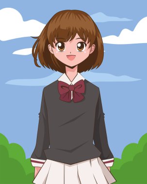 anime kız açık hava sahnesinde