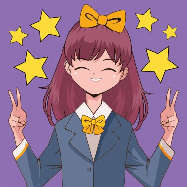 anime komik kız, vektör stili