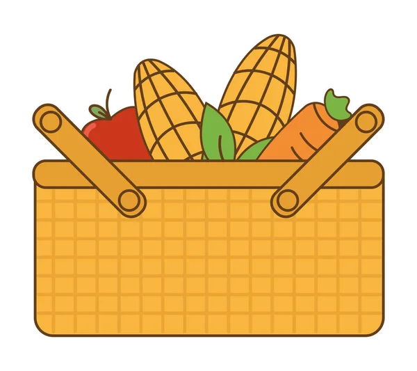 装有粮食的篮子里装有玉米图标 — 图库矢量图片