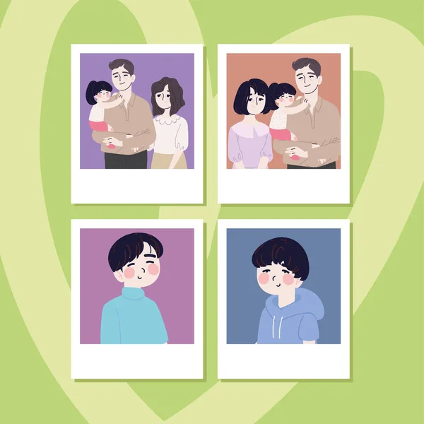 Ikona Kolekce Korejské Rodiny Obrázky — Stockový vektor