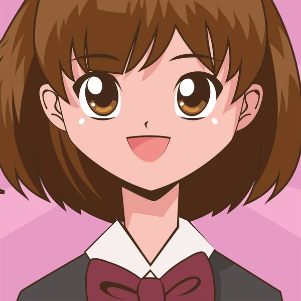 anime mutlu kız, vektör stili