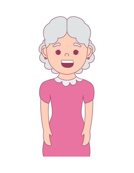 Stará Šťastná Žena Ikona Izolované — Stockový vektor