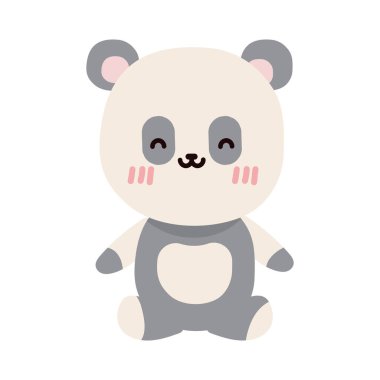 Şirin panda kawaii izole edilmiş simge