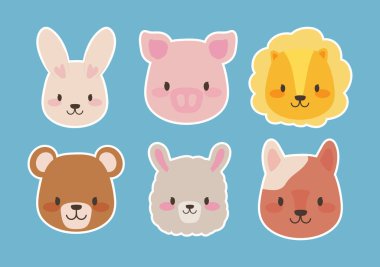 Sevimli hayvanlar başlık çıkartma ikonu koleksiyonu