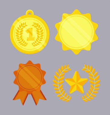 Ödül ve amblemleri ayarla, düz tasarım