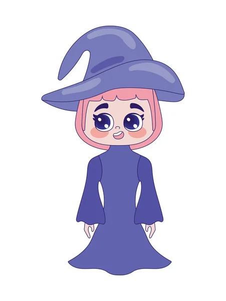 Halloween Witch Girl Isolated Icon — Stockvector