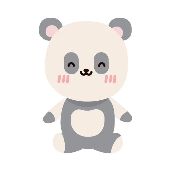 Mignon Panda Kawaii Icône Isolée — Image vectorielle