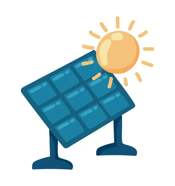 太陽電池パネルの緑のエネルギーアイコンは — ストックベクタ
