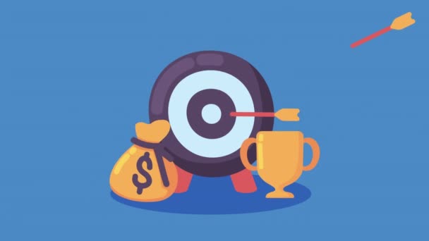 Target Arrow Success Animation Video Animated — Stock Video