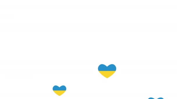 Ukrainische Flaggen Herzen Friedensanimation Video Animiert — Stockvideo