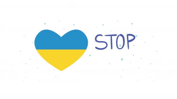 Ukraina Zatrzymać Pisma Wojenne Animacji Serca Wideo Animowane — Wideo stockowe