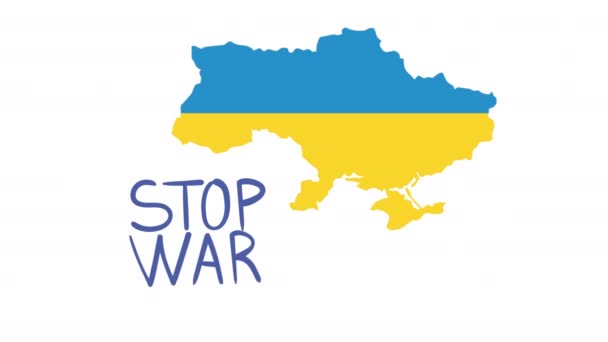 Ukrajinské Stop Válečné Písmo Mapou Animace Video Animované — Stock video