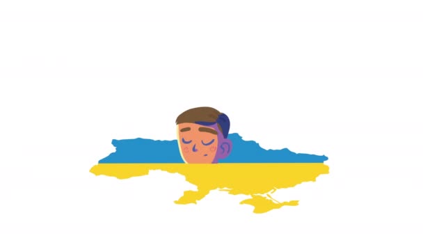 Ukrajinská Vlajka Chlapeckou Mírovou Animací Video Animované — Stock video