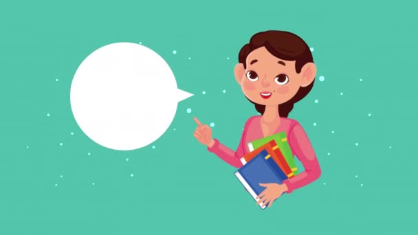 Female Teacher Speaking Character Animation Video Animated — Stock Video