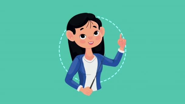 Female Teacher Pointer Character Video Animated — Stock Video
