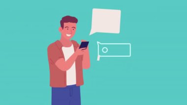 adam akıllı telefon karakter animasyonu kullanıyor, 4k video animasyonu