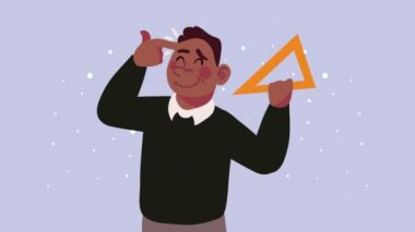 afro erkek öğretmen sınıf karakteri, 4k video animasyonu
