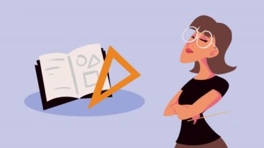 sınıf karakteri içinde bayan öğretmen, 4k video animasyonu