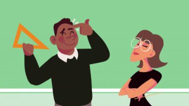 öğretmenler sınıf karakterleri, 4k video animasyonlu