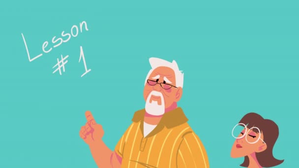 Enseignants Couple Classe Personnages Vidéo Animée — Video