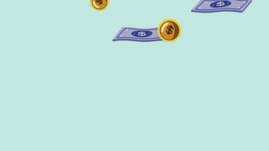 Faturalar para dolar finansal animasyon, 4k video animasyon