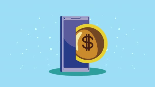 Mince Finanční Animaci Smartphonu Video Animované — Stock video