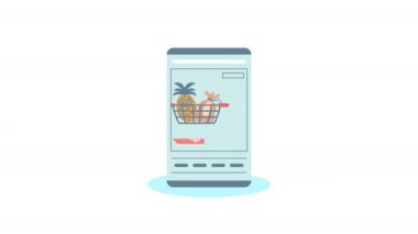 Akıllı telefon animasyonunda market, 4k video animasyonu