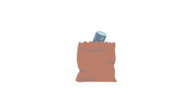 Alışveriş poşetindeki market alışverişi, 4k video animasyonu