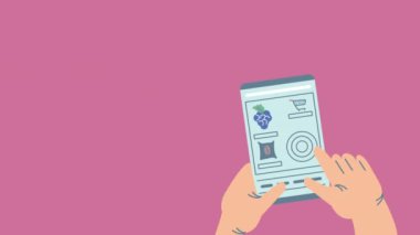 Market ekommerce animasyonlu akıllı telefon, 4k video animasyonu