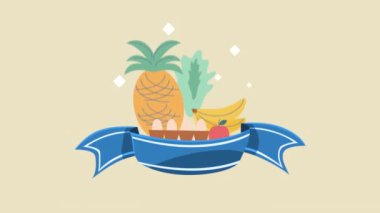 Marketler sağlıklı ürünler pazarlar animasyon, 4k video animasyonu