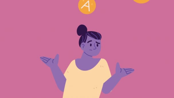 Фіолетова Жінка Сумнівами Анімація Відео Анімовані — стокове відео