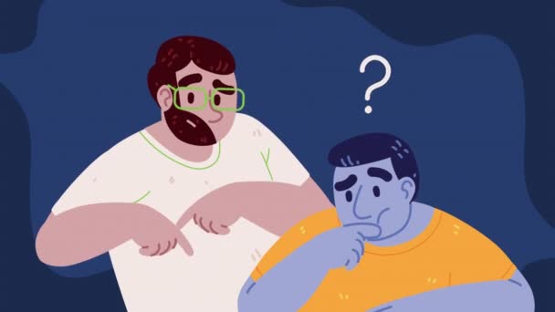 Άνδρες Αμφιβολίες Χαρακτήρες Animation Βίντεο Κινούμενα — Αρχείο Βίντεο