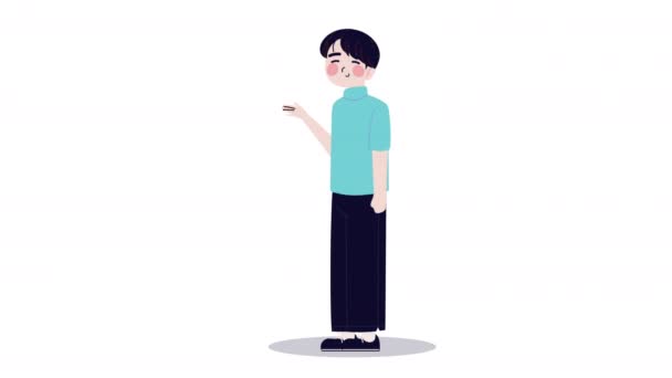 Hombre Nacionalidad Coreana Personaje Video Animado — Vídeos de Stock
