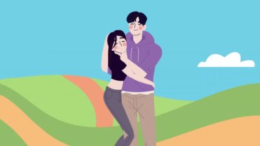 Bir çift Kore uyruklu karakter, 4k video animasyonu