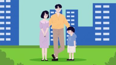 ebeveyn ve oğul Kore uyruklu, 4k video animasyonu