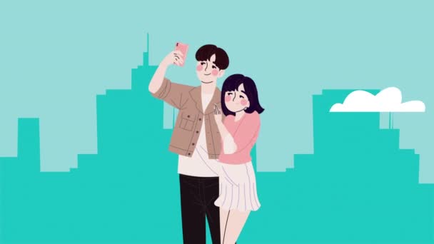 Para Koreański Narodowość Znak Wideo Animowane — Wideo stockowe