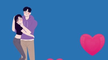 Aşıklar çift Kore uyruklu, 4k video animasyonu